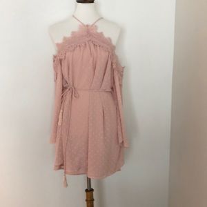 Pink open shoulder dress
